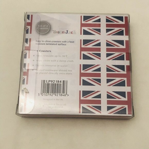 2015 Lesser & Pavey Union Jack London Set Of Four Coasters Laminated Surface - Picture 10 of 12